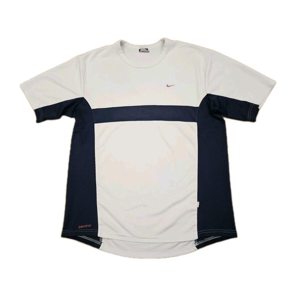 Nike Shirt Swoosh Dri-fit UV Mens Large Silver Tag White T-Shirt Polyester